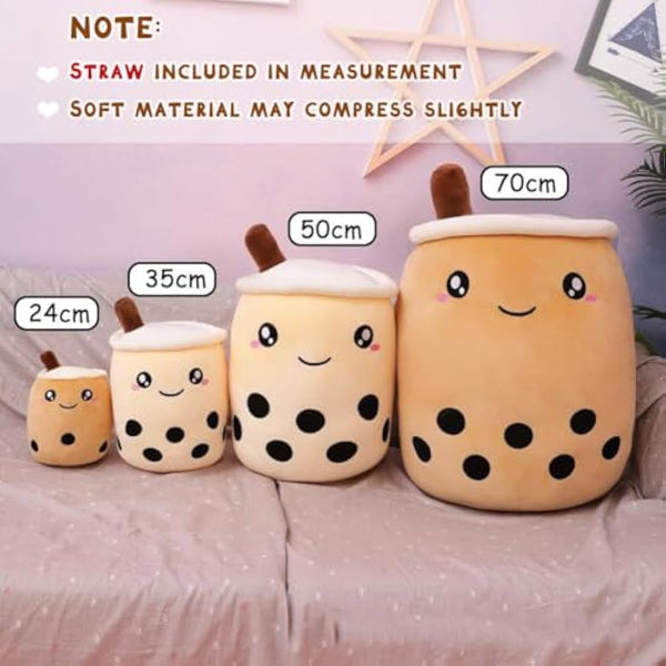 AMOZO Cute Cartoon Boba Milk Tea Soft Plush Doll, Giant Boba Bubble Plushie Stuffed Tea Cup Pillow Gift Toys(Coffee,35cm)