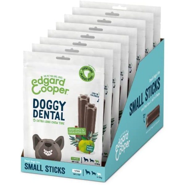 Edgard Cooper Treats Dental Stick, Small - Eucalyptus & Apple - (8 x 7 stick pack), Natural Dog Chew Sticks, Dental Hygiene, One per Day, Low Calorie, Long Chewing, Fresh Breath