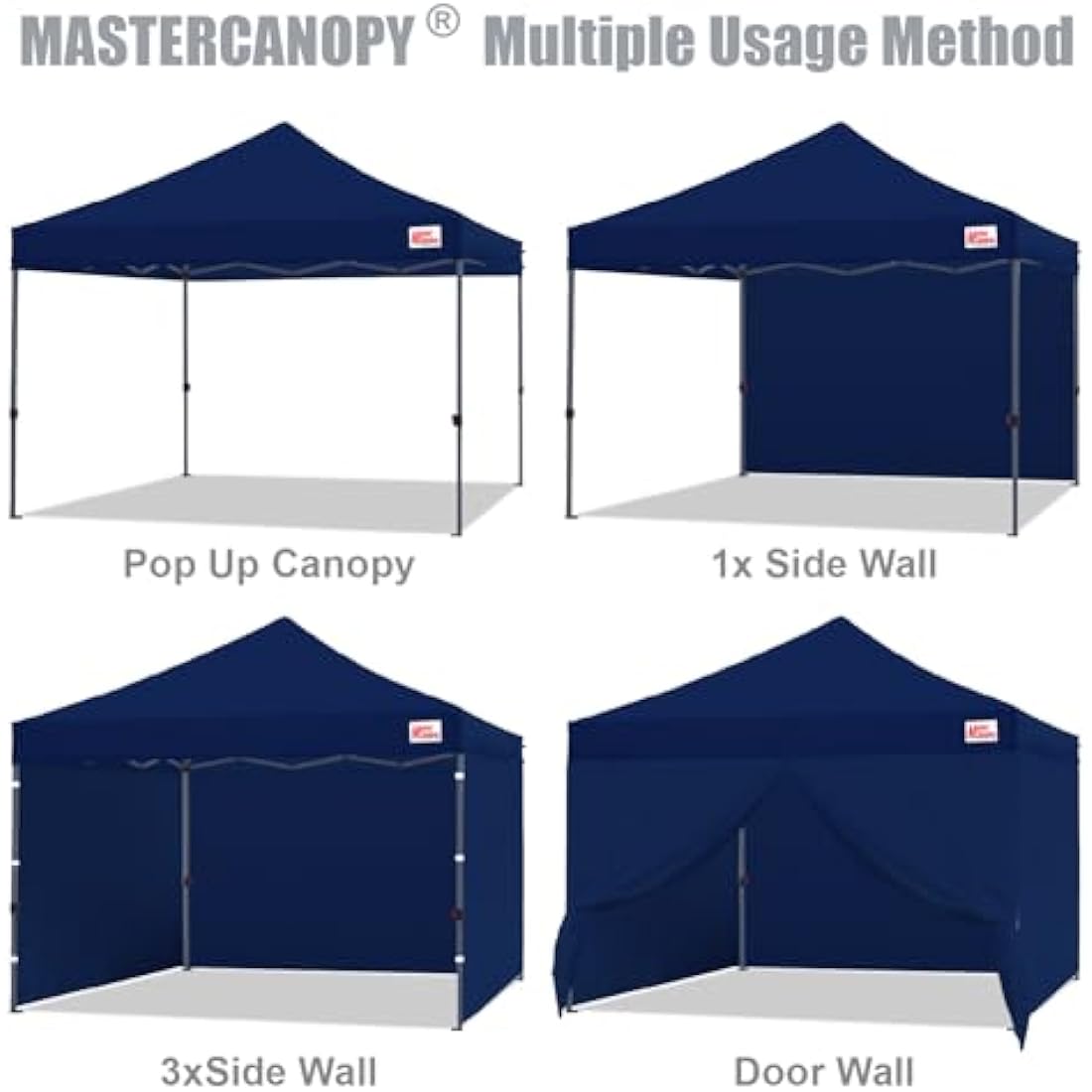 MasterCanopy Heavy Duty Pop-up Gazebo tent with Sidewalls (2.5x2.5M,Navy Blue)