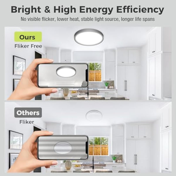 hepside LED Ceiling Light,3000K/4000K/6500K 3 Color Temperature, Waterproof IP54 LED Ceiling Lamp, Modern,Round Flush Ceiling Light for Bathroom, Living Room,Bedroom, Kitchen, Hallway, Office