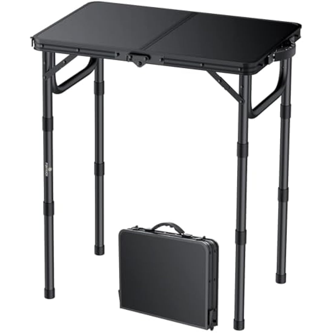 FUNYKICH 2ft Small Folding Camping Table, 3 Height Adjustable Portable Picnic Table, Lightweight Aluminum Outdoor Tables with Carry Handle for Camping, Picnic, BBQ, 58x40cm(L22.8 xW15.7), Black