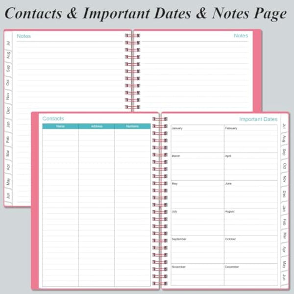 2024-2025 Appointment Book & Planner - A5 2024-25 Daily Hourly Planner from July 2024 - June 2025, Weekly Appointment Book with 30-Minute Interval, Medium 6.4" x 8.5", Pink