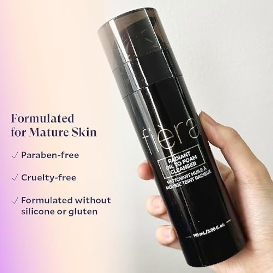 Fièra Oil to Foam Daily Facial Cleanser – Truffle Oil Complex, Fermented Plant Oils & Glycerin, Moisturizing and Nourishing, Soap-Free, Cruelty-Free, All Skin Types, 110ml 3.88 fl oz