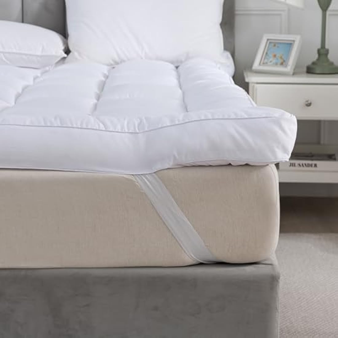 Hotel Quality Box Stitched Microfibre Mattress Topper 5cm Super soft Heavy Fill Orthopaedic Anti Allergy Quilted Mattress Topper (Single, 90cm X 190cm x5cm)