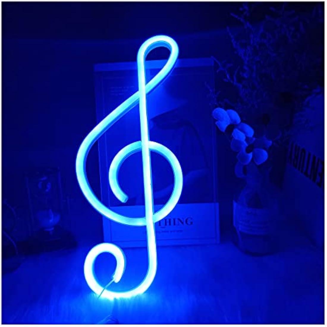 ENUOLI Music Note Neon Signs - Blue Neon Lights for Wall Decor - Battery or USB Operated - Night Lights - Decor for Bedroom, Living Room, Christmas, Wedding, Party, Bar