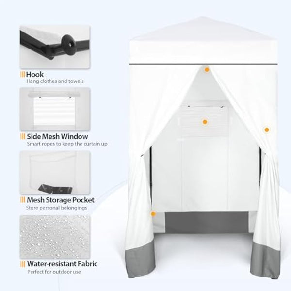 EAGLE PEAK Flex Ultra Compact 1.2m x 1.2m Pop-up Changing Room Canopy, Portable Privacy Cabana for Pool, Fashion Photoshoots, or Camping, White