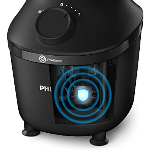 Philips Blender 3000 Series, ProBlend System, 1.9L Maximum Capacity, 1L Effective Capacity, 450W, 1 Speed Setting + Pulse, Plastic Jar, Black, (HR2041/01), Smooth blends with no lumps in 45 seconds*
