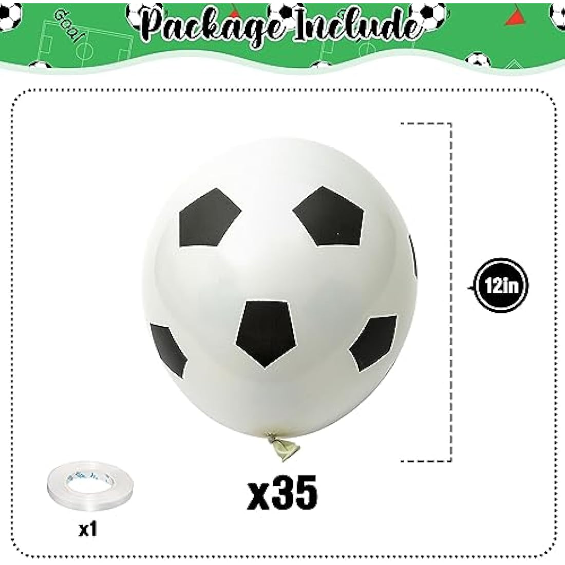 35 Pcs Football Balloons - Black & White Latex Birthday Balloons for Boys, Party Decor Supplies for Football Lovers
