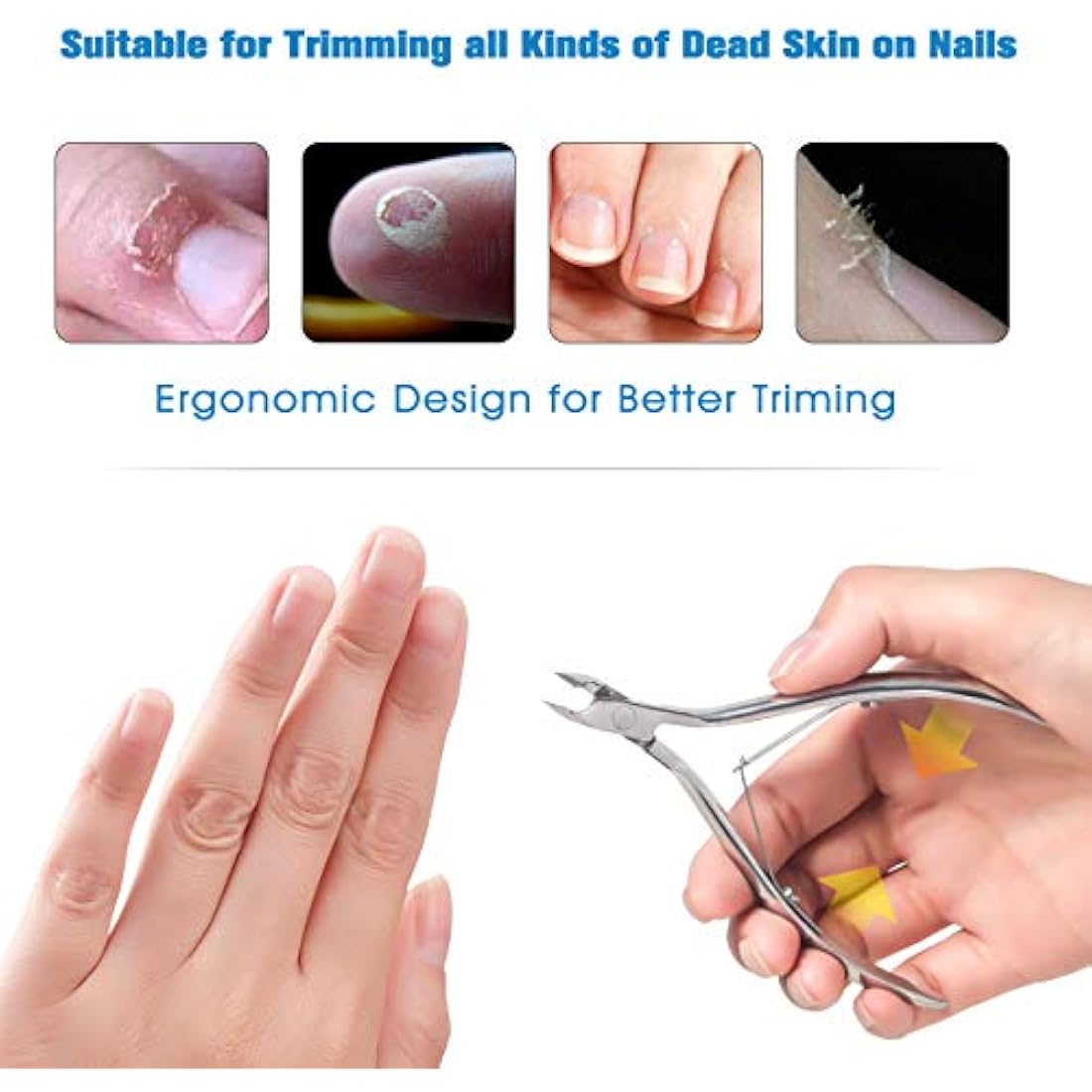 FERYES Cuticle Clipper Professional Manicure and Pedicure Cuticle Remover Tools, Medical Grade Stainless Steel, 5mm Jaw- 1 Piece (Silver)