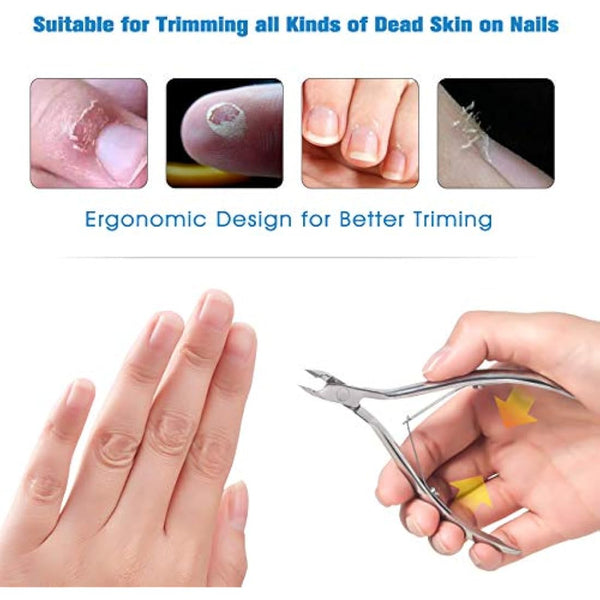 FERYES Cuticle Clipper Professional Manicure and Pedicure Cuticle Remover Tools, Medical Grade Stainless Steel, 5mm Jaw- 1 Piece (Silver)