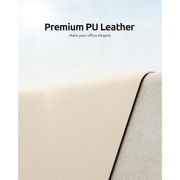 YSAGi Leather Desk Mat, Large Mouse Mat, Non-Slip Desk Pad, Waterproof PU Leather Table Protector Writing Pad for Office and Home (90 x 43 cm, Beige)