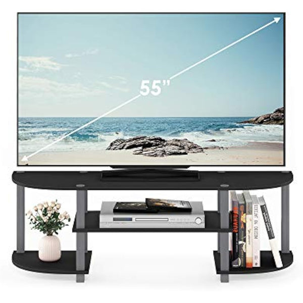 Furinno Turn-S-Tube Wide TV Entertainment Center, TV Unit, TV Stand, Black/Grey