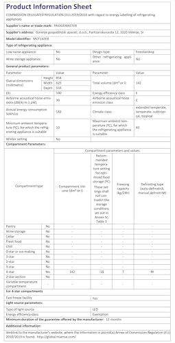 Fridgemaster MCF142EB 142L Chester Freezer 4 Star Freezer Rating - 55.9D x 62.5W x 85.4H cm Black with Recessed Handle - E Rated
