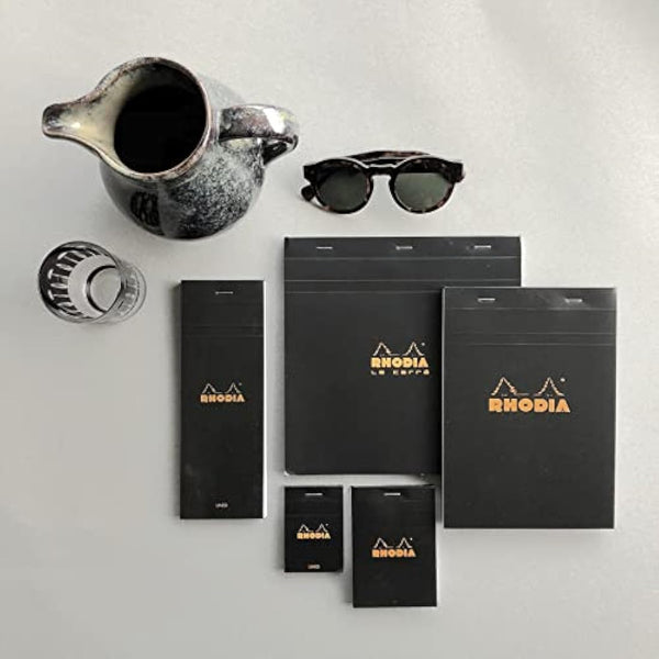 RHODIA 186009C - Stapled Notepad N°18 Black - A4 - Lined - 80 Detachable Sheets - White Clairefontaine Paper 80 g/m² - Coated Card Cover - Pack of 5 pads