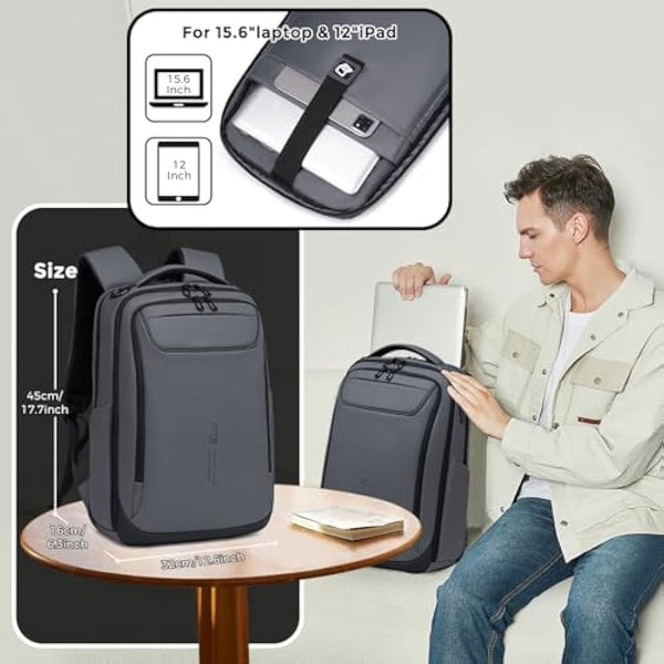 FENRUIEN Business Laptop Backpack for 15.6 Inch 1800D Business Backpack Men with Charging Port Computer Bag Durable Anti-Theft High-Tech Daypack Water-Resistant Casual Daypack
