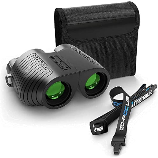 Compact Binoculars for Adults Bird Watching & Stargazing | 10x25 BAK4 Prism | Adjustable Durable Lightweight & Waterproof | Carry Case & Neck Strap | Mahauk Go-Focus Binoculars