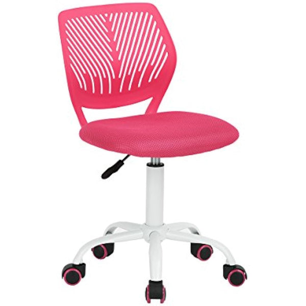 Homy Casa Desk Chair Adjustable Swivel Office Chair Fabric Seat Ergonomic Task Chair without Armrest, Pink