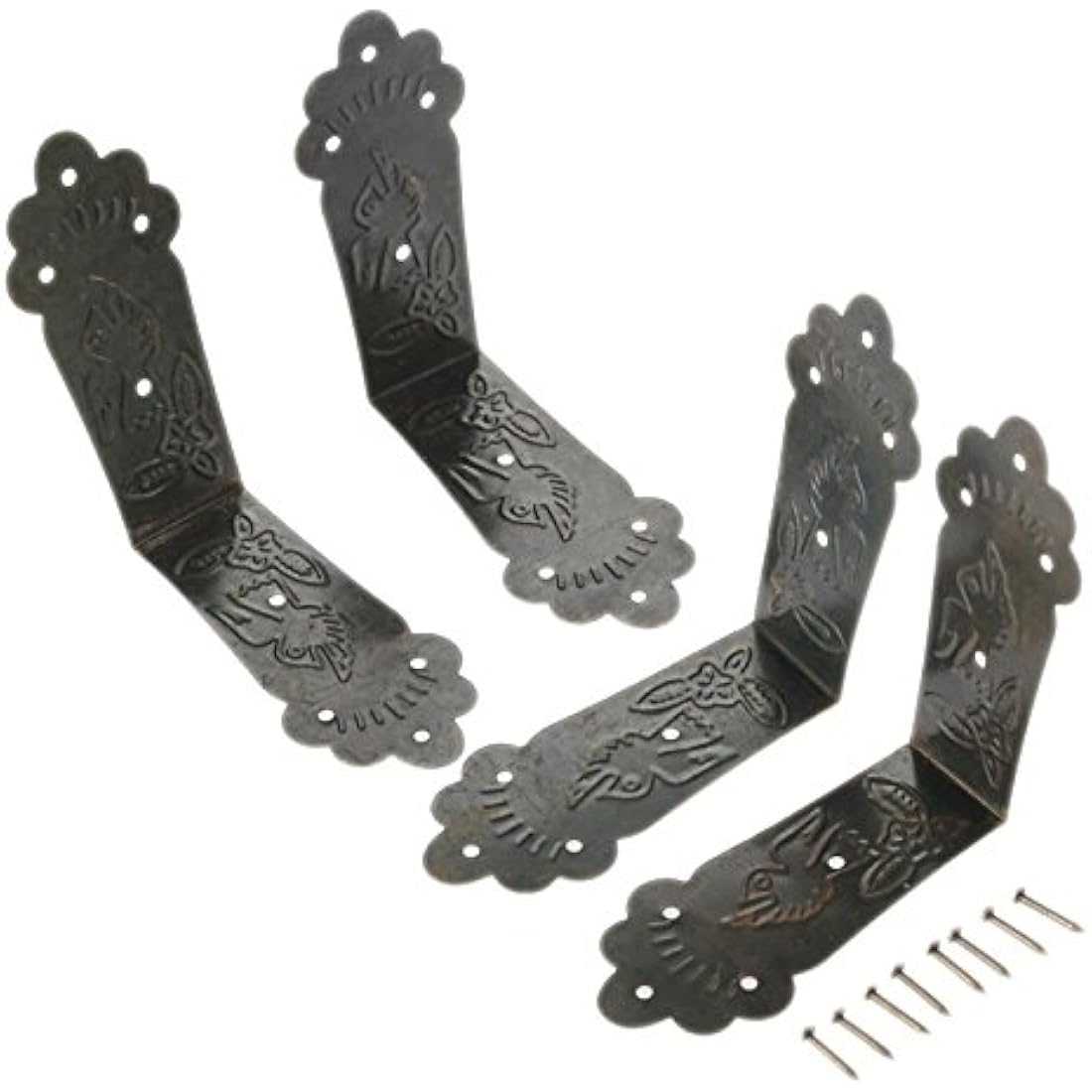 4Pcs Vintage Metal Decorative Corner Bracket Corner Protector Guards Edge Cover for Chest Case Box