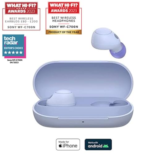 Sony WF-C700N Wireless, Bluetooth, Noise Cancelling Earbuds (Small, Lightweight Earbuds with Multi-Point Connection, IPX4 rating, up to 20 HR battery, Quick Charge, iOS & Android) Black