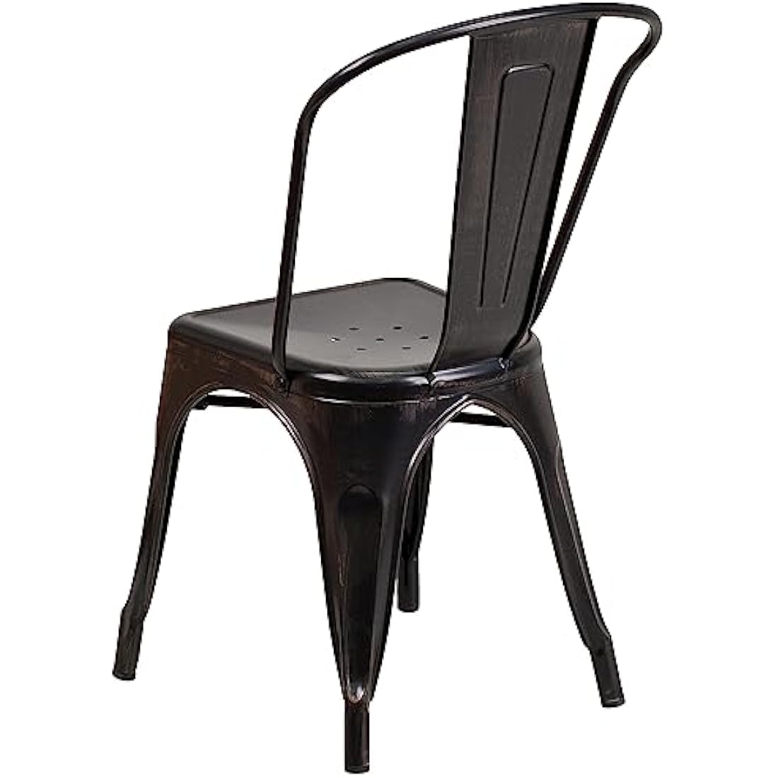 Flash Furniture Luke Commercial Grade 4 Pack Black-Antique Gold Metal Indoor-Outdoor Stackable Chair