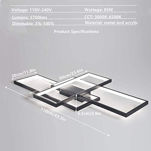 Diossad Modern LED Ceiling Lamp, Dimmable LED Ceiling Lights 2700K-6500K Flush Mount Chandelier for Bedroom, Living Room, Kitchen, Hallway, Office