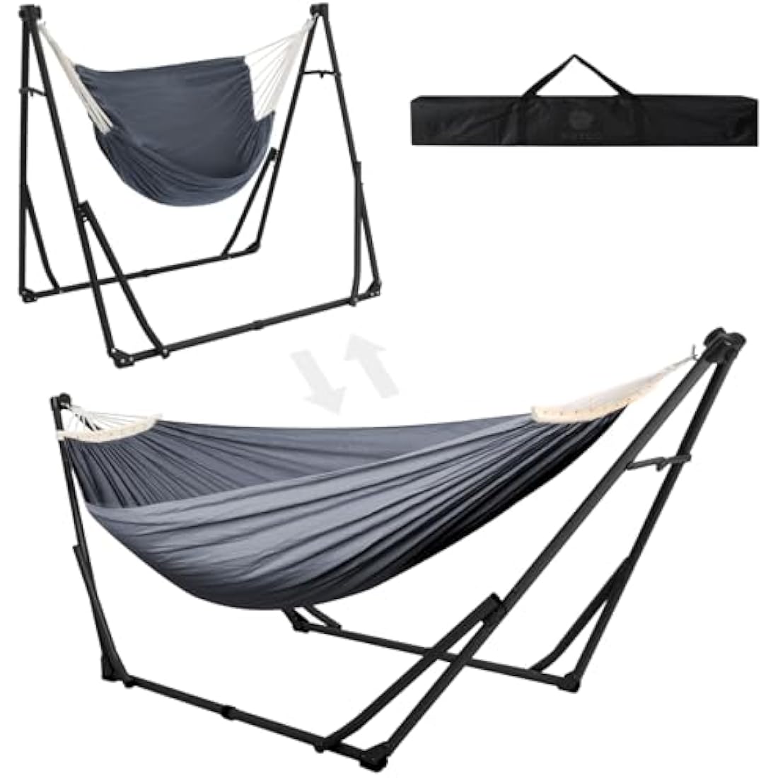 Anyoo Hammock & Hanging Chair with Foldable Stand, Dual Use Portable Hammock Stand Set for Indoor, Outdoor Hammocks