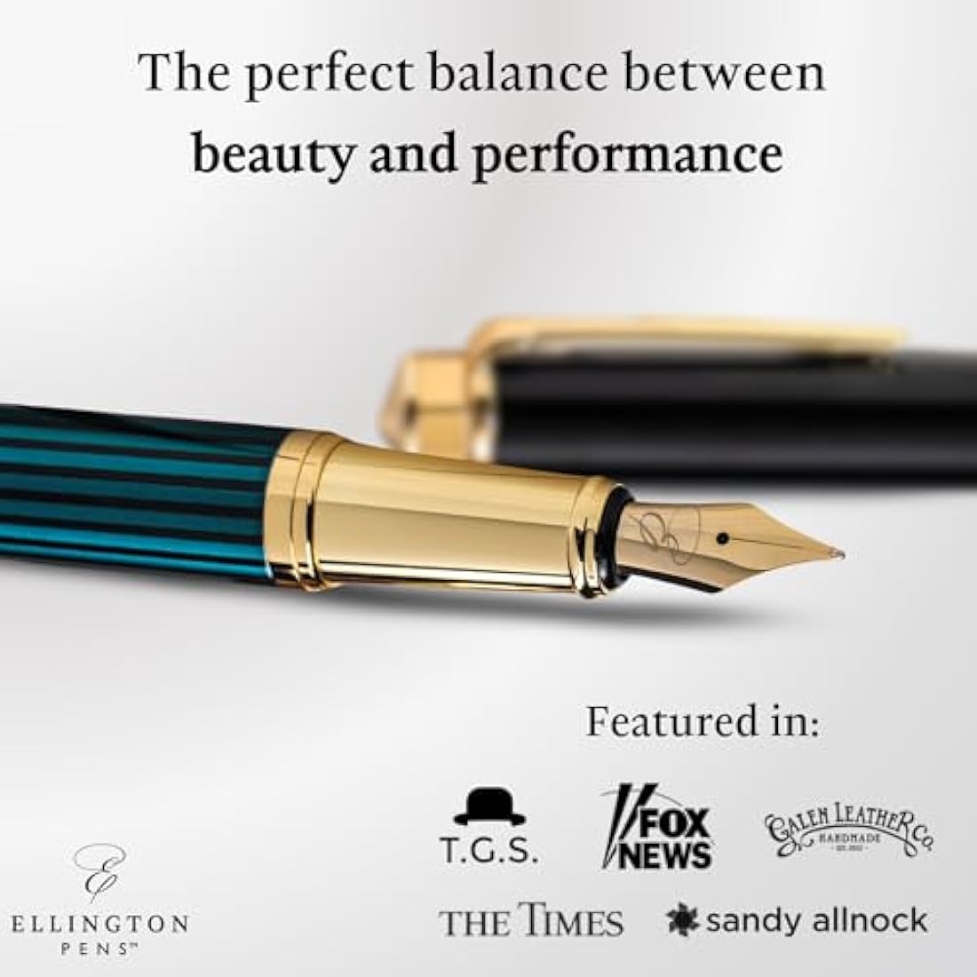 Ellington Pens Luxury Fountain Pen Set- Fountain Pens for Writing - Smooth Nib - Includes Refillable Ink Converter, 3 Ink Cartridges [2 Black & 1 Blue], Gift Box - Elegant Calligraphy