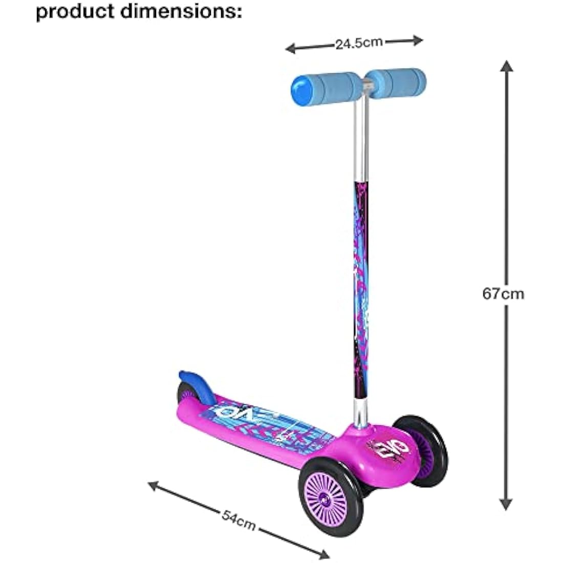 EVO Pink Move & Groove Scooter | Kids 3-Wheel Scooter Perfect For Boys & Girls