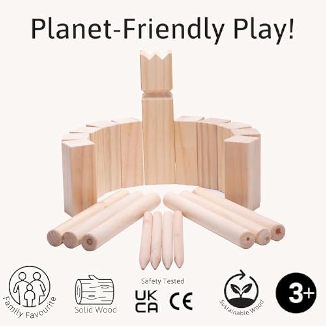 Jaques of London Kubb Outdoor Games | Garden Family Games for Kids and Adults | Kubb Game | Wooden Outdoor Games | Since 1795