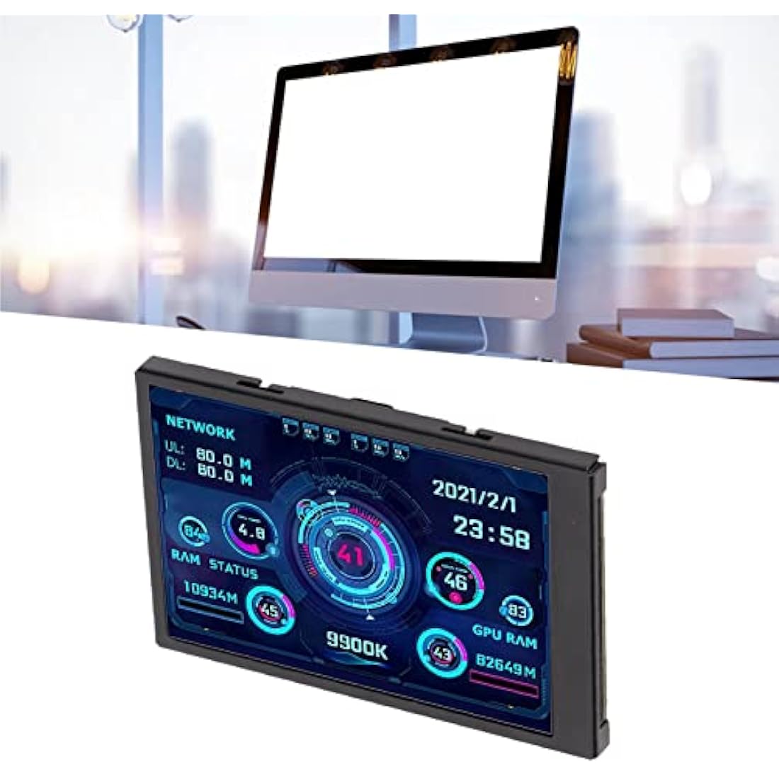 3.5in IPS USB Mini Screen, PC Temperature Monitor AIDA64 PC CPU, GPU,RAM, FPS, HDD Data Monitor PC Sensor Panel Display Temperature Display, Computer Temp Monitor