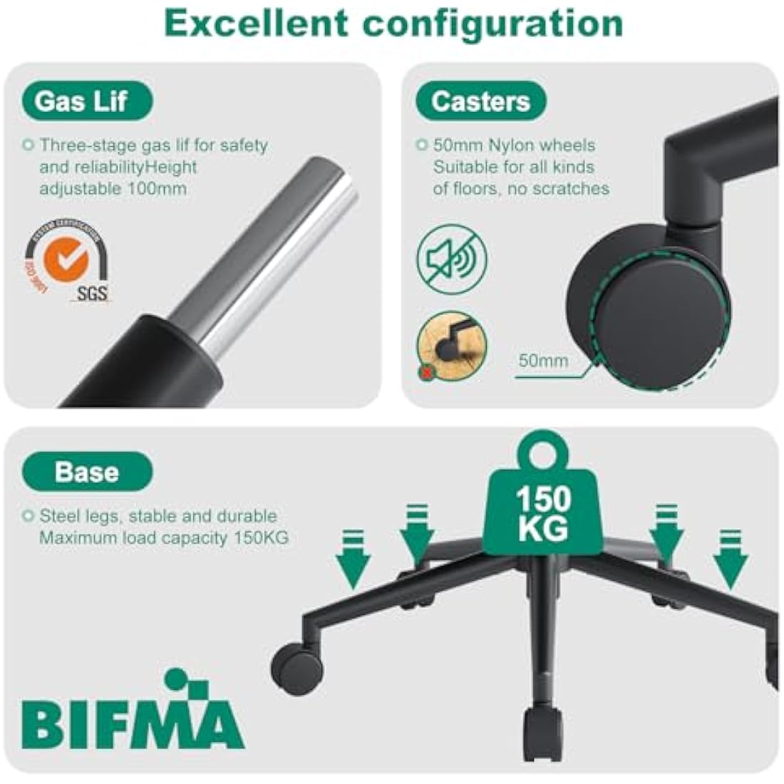 Eucladoceros Office Chairs,Ergonomic Desk Chairs with Adjustable Lumbar Support,2D Headrest & Armrest 120° Rocking High Back Mesh Executive Office Chair for home, Desk Chair, Black