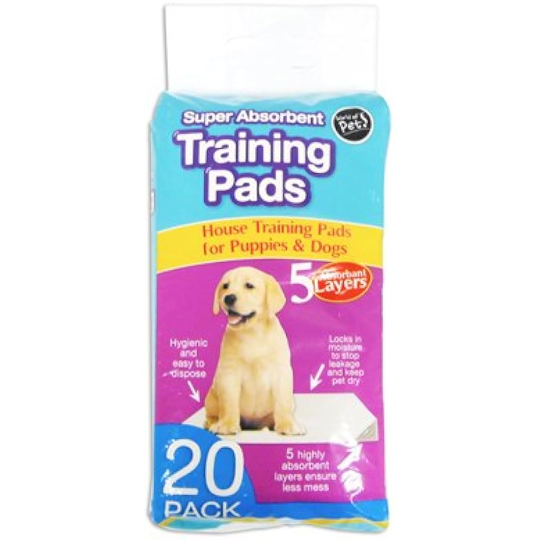 World of pets Pack of 20 Super Absorbent Premium Puppy Dog Training Pads 60 x 45cm, white