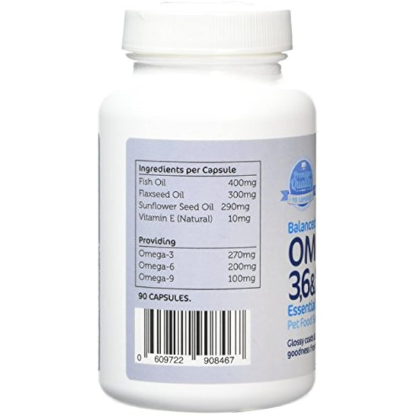 Imexa Balanced Omega 3, 6 and 9 Essential Fatty Acids Softgel Capsules for Dog 1000mg (Pack of 90)