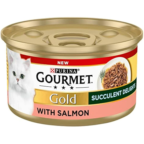 GOURMET Gold Succulent Delights Salmon Wet Cat Food 85g, Pack of 12