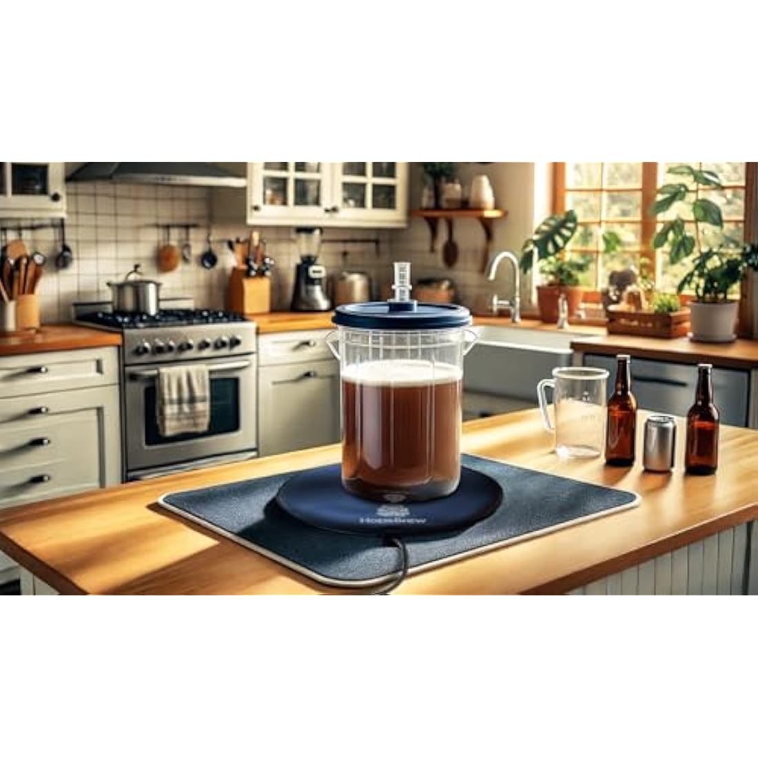 25W Heat Pad with Temperature Controller – 30cm Waterproof Mat for Fermentation, Fits Glass & Plastic Fermenters, Carboys, Buckets – Adjustable Temp 0-42°C, Includes NTC Probe & Holder