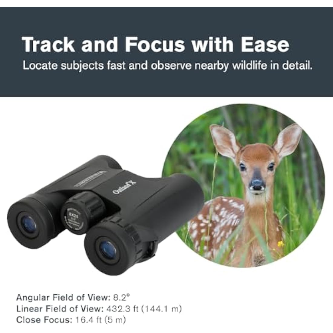 Celestron 71340 Outland X 8x25 Compact Roof Prism Binoculars, Black