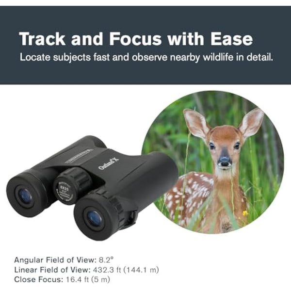 Celestron 71340 Outland X 8x25 Compact Roof Prism Binoculars, Black