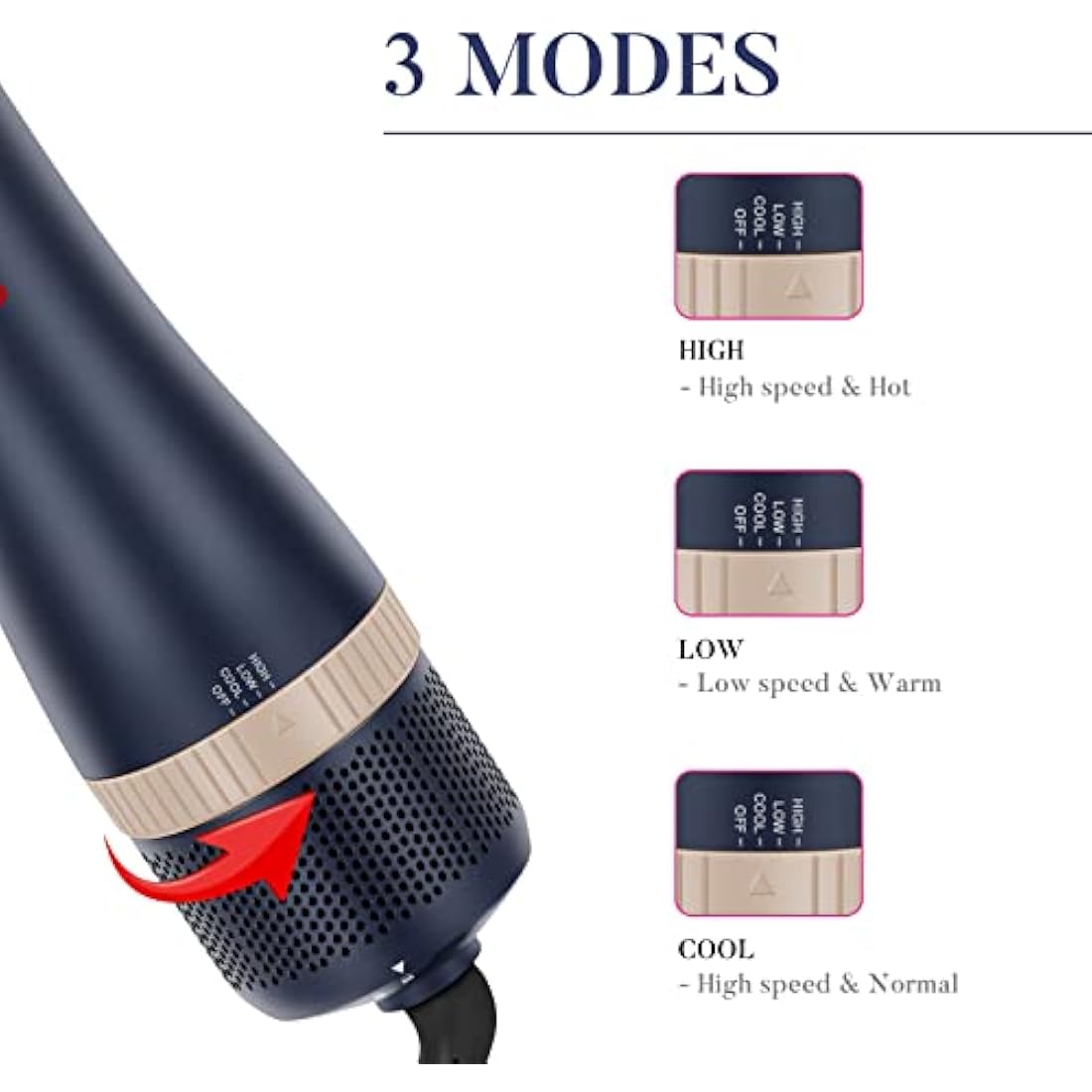 4 in 1 Hair Dryer Brush Set, Multi Air Styler with 4 Attachments as Hairdryer, Hot Air Brush, Hair Diffuser, Hot Brush for Hair Styling, Ionic Care Frizz-Free, Blue