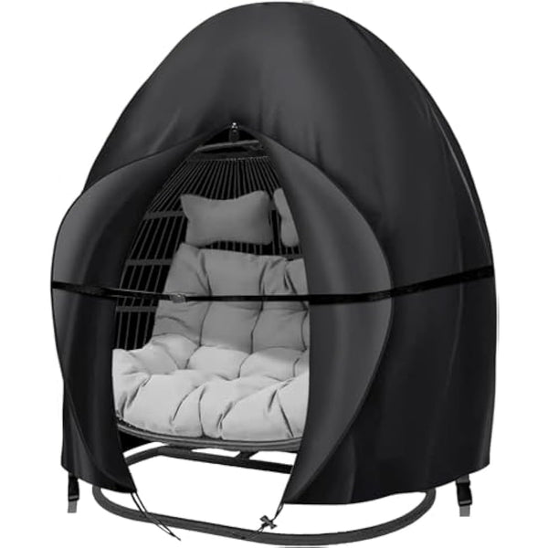 widesmile Double Egg Chair Cover 420D Oxford Fabric Outdoor Hanging Double Egg Chair Covers Waterproof Anti-dust Garden Wicker Cocoon Swing Chair Cover With Zipper and Drawstring 230 X 200cm