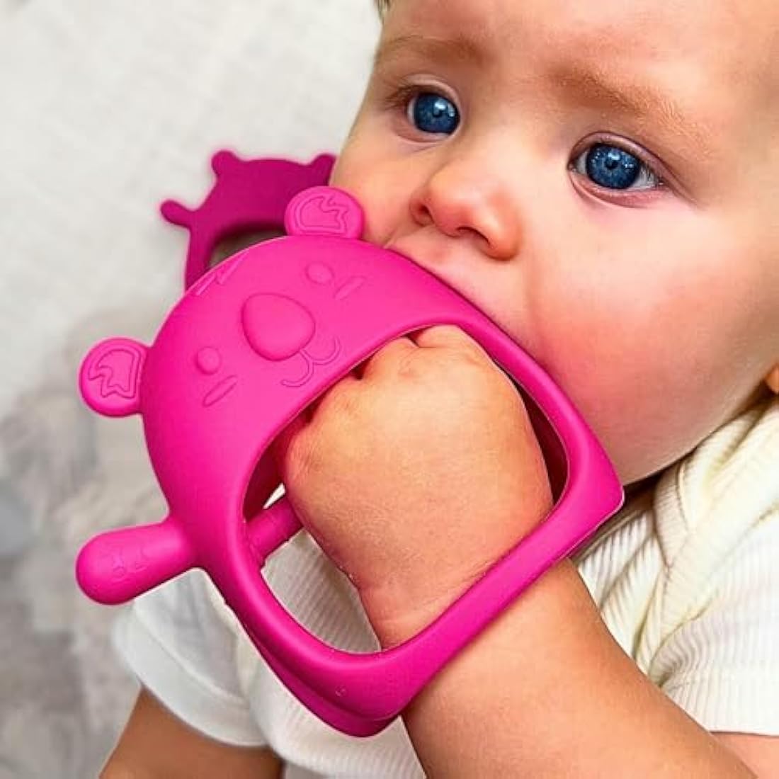 Infatot® Teething Toys for Baby Gifts – 2-Pack Koda Koala Teether Mitten Glove, Soothing Hand Teethers for Infants, Baby Toys 0-6 Months and Up, Newborn Essentials for Teething Relief, Bright Pink