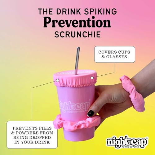 NightCap - The Original Drink Cover Scrunchie, as seen on Shark Tank - Anti Spike Drink Covers - Drink Protector Scrunchie for Women - Fits Most Cups