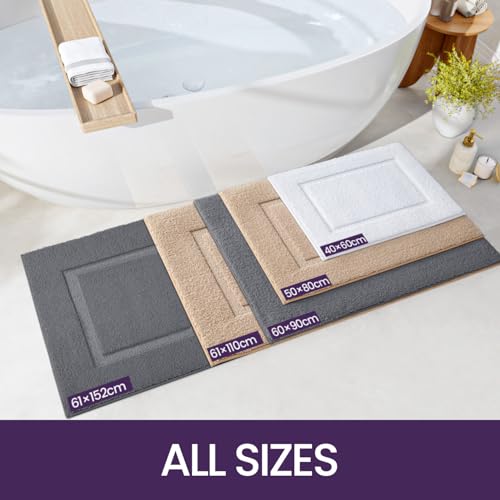 DEXI Bath Mat 60 x 110 cm, Absorbent Bathroom Mats with Non Slip Backing, Machine Washable Rug for Shower Floor, Grey
