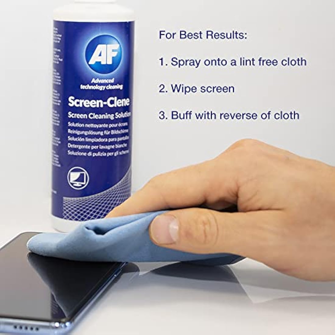 AF Screen Cleaner Spray 250ml - Cleaning Solution For Mobile Phones, TV's, Laptops, Monitors, LED, LCD, Plasma & Tablets, Clear,