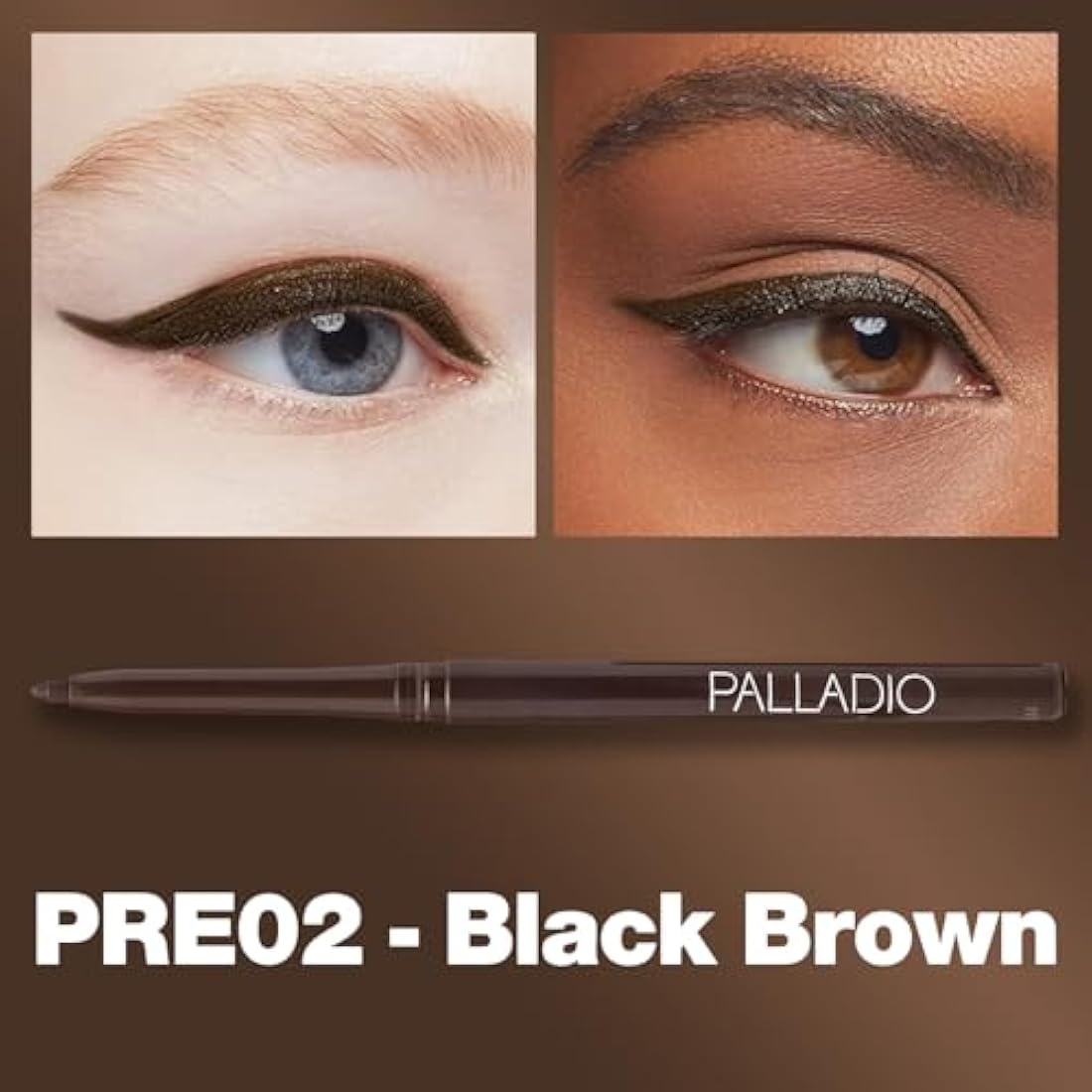 Palladio Waterproof Screw Out Eye Pen, Rich in Pigments and Creamy, Easy to Use, Long-Lasting and Smudge-proof Eyeliner, Black Brown