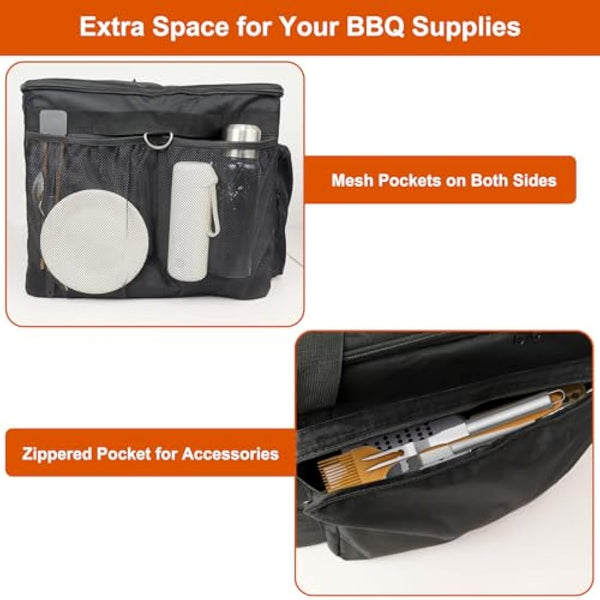 Dijia Carry Bag for Ninja Woodfire Outdoor Grill OG701UK, Heavy Duty 600D Oxford BBQ Protection Fabric Carrying Bag for BBQ Accessories, Soft Protection, Padded Handles(Bag Only)