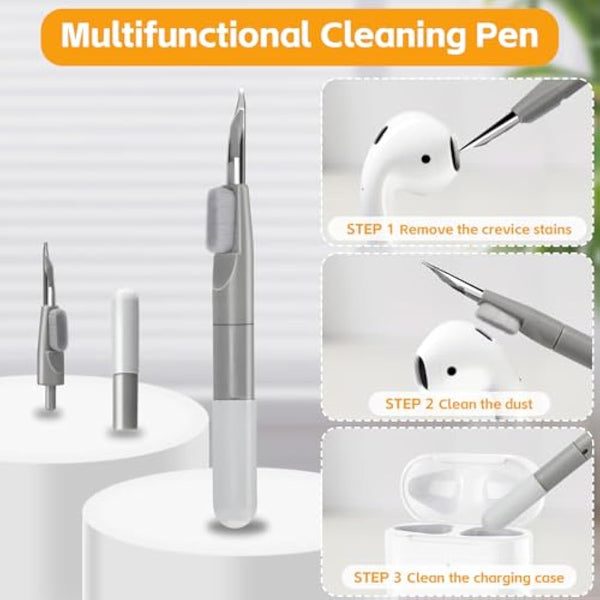 Alyvisun 11 in 1 Laptop Cleaning Kit, Multifunctional Keyboard Cleaner Brush with Keycap Puller for Tablet, Phones, Earphones, PC, Grey