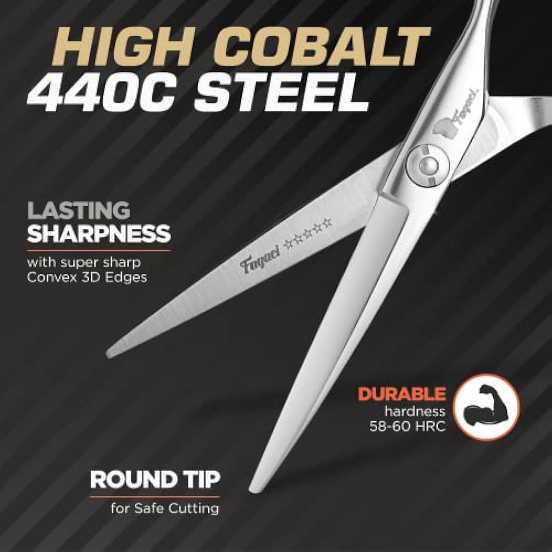 Fagaci Hairdressing Scissors Professional 6” Extremely Sharp Blades, Fine Cutting 440C Steel, Professional Hair Scissors for Women & Men, Barber Hair Cutting Shears