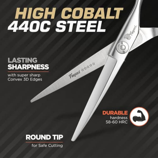 Fagaci Hairdressing Scissors Professional 6” Extremely Sharp Blades, Fine Cutting 440C Steel, Professional Hair Scissors for Women & Men, Barber Hair Cutting Shears