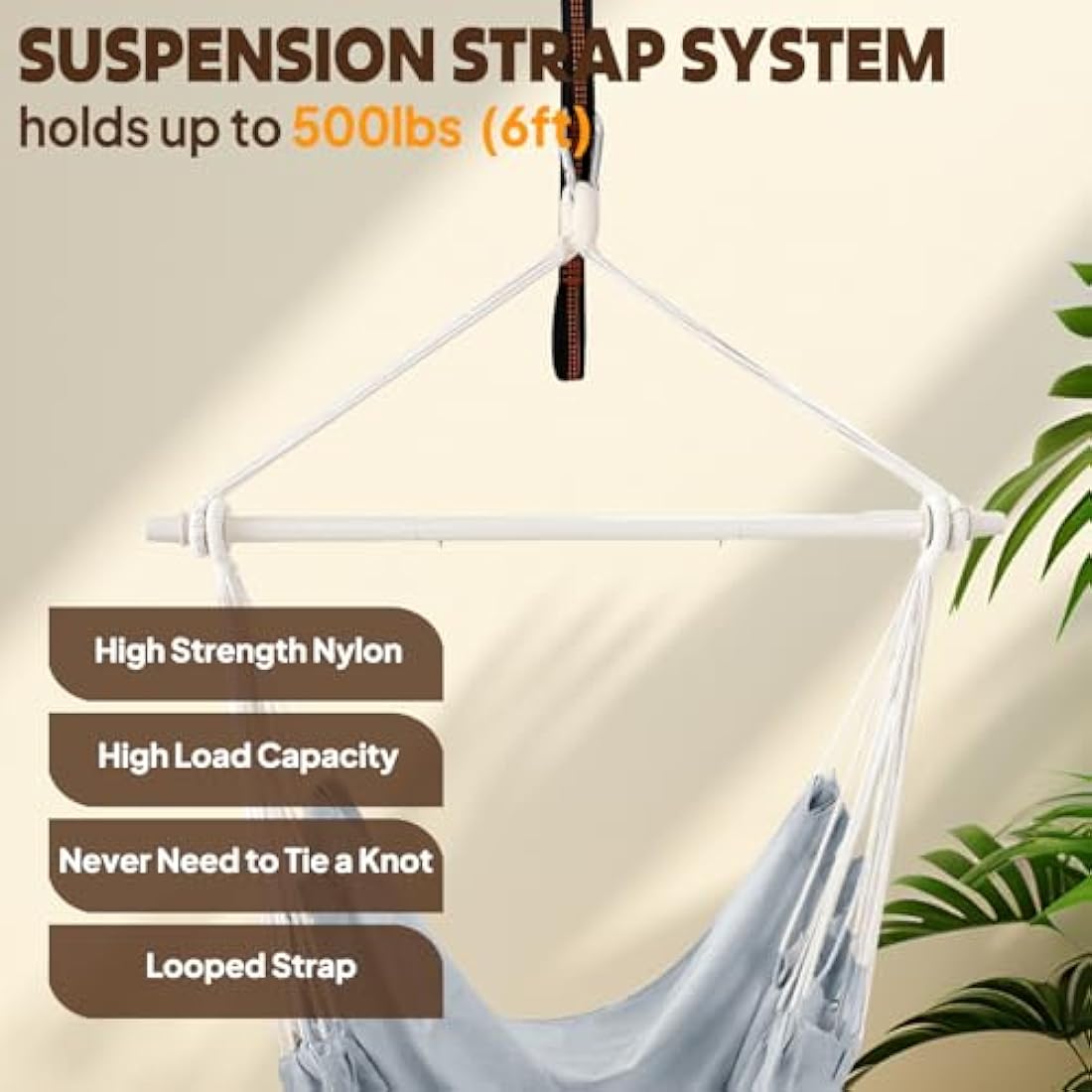 Chihee Hammock Chair Swing Chair Strong Metal Collapsible Spreader Bar Portable Hanging Chair Max 330 lbs Comfy Seat Patio Lawn Chair Cotton Blended for Superior Comfort Durability Indoor Outdoor