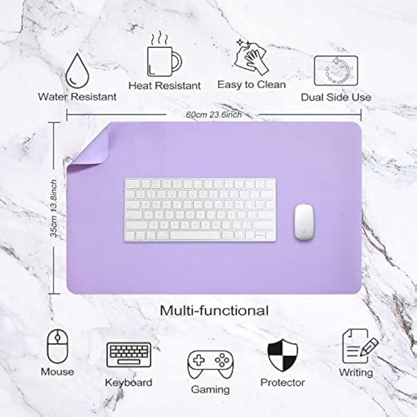 Desk Pad Large, Desk Mat, Extended Mouse Mat, Mouse Pad L, Desk Blotter, DOBAOJIA Laptop Pad Writing Pad for Office/Home, Dual-Side Use PU Leather Waterproof 31.5" X 15.7"(Purple/Purple)
